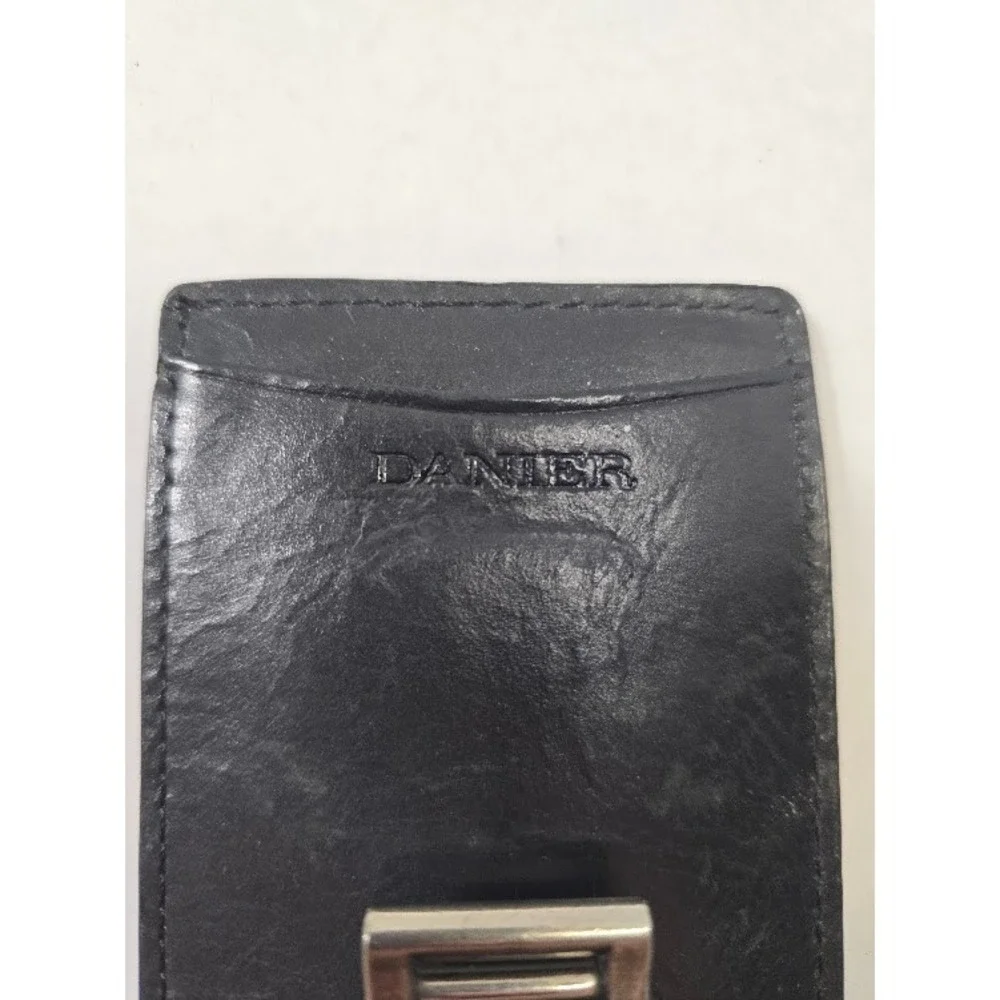 Danier Card Holder Mens Black Leather Bottle Opener Slim Wallet